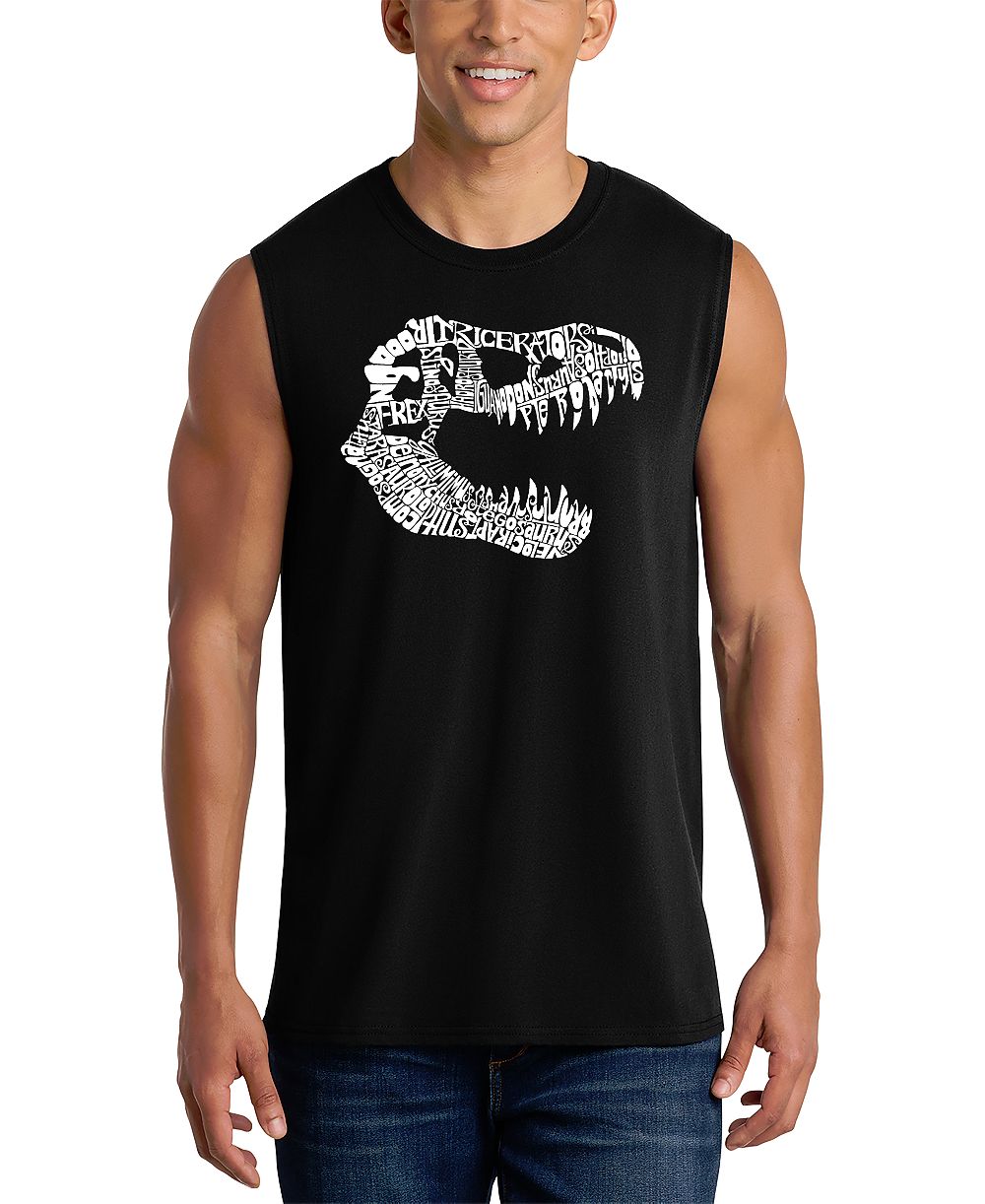 LA Pop Art Мужская майка с принтом T-Rex Skull Graphic