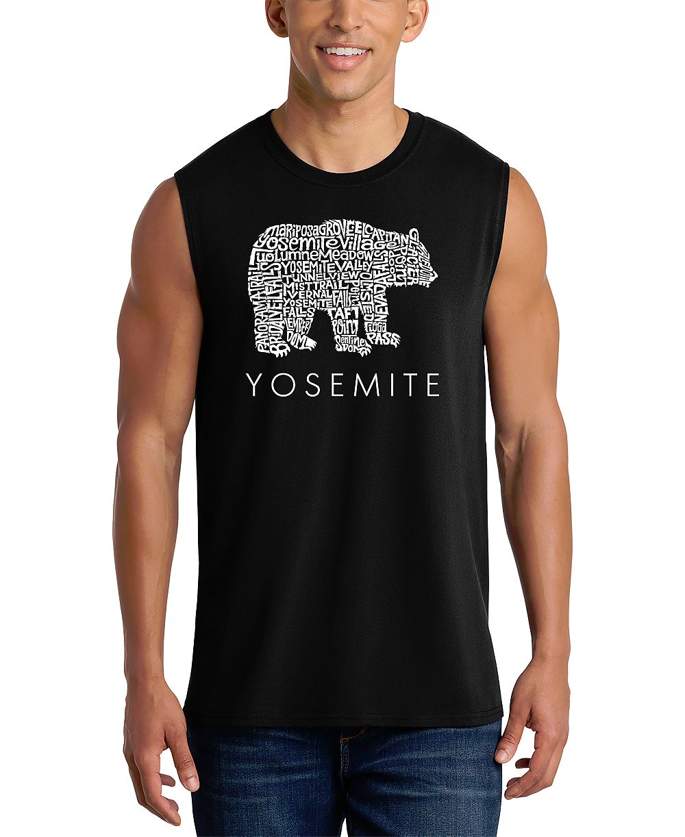 LA Pop Art Мужской топ LA Pop Art Yosemite Word Art Graphic Tank Top