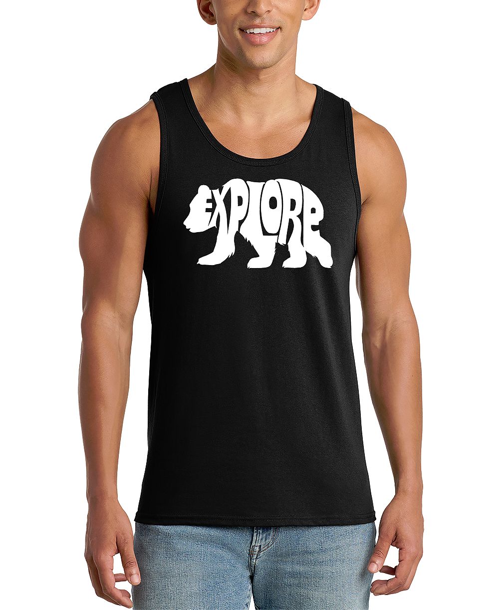 LA Pop Art Men's Explore Word Art Graphic Tank Top