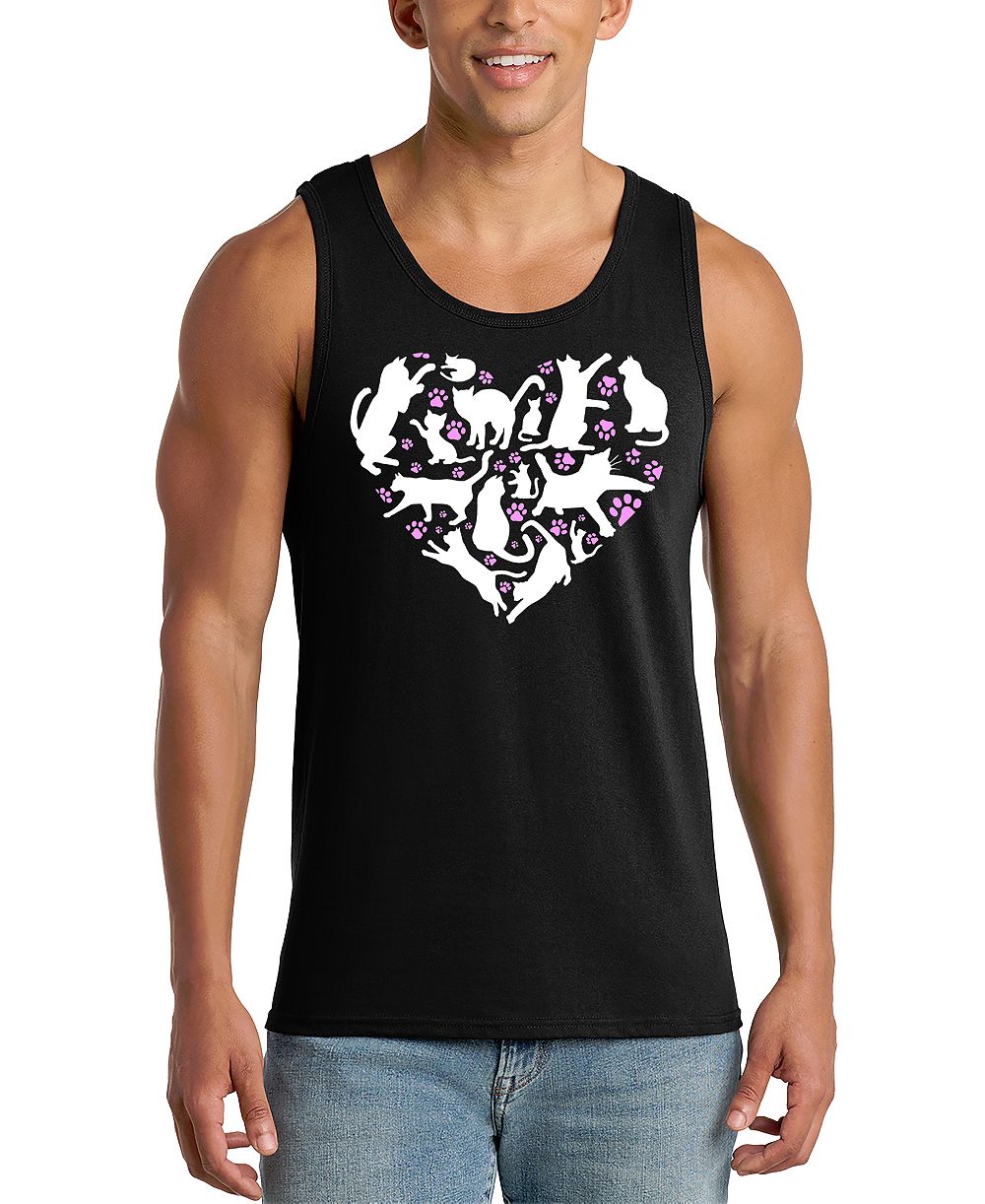 Майка LA Pop Art Men's Cat Heart Word Art Graphic Tank Top