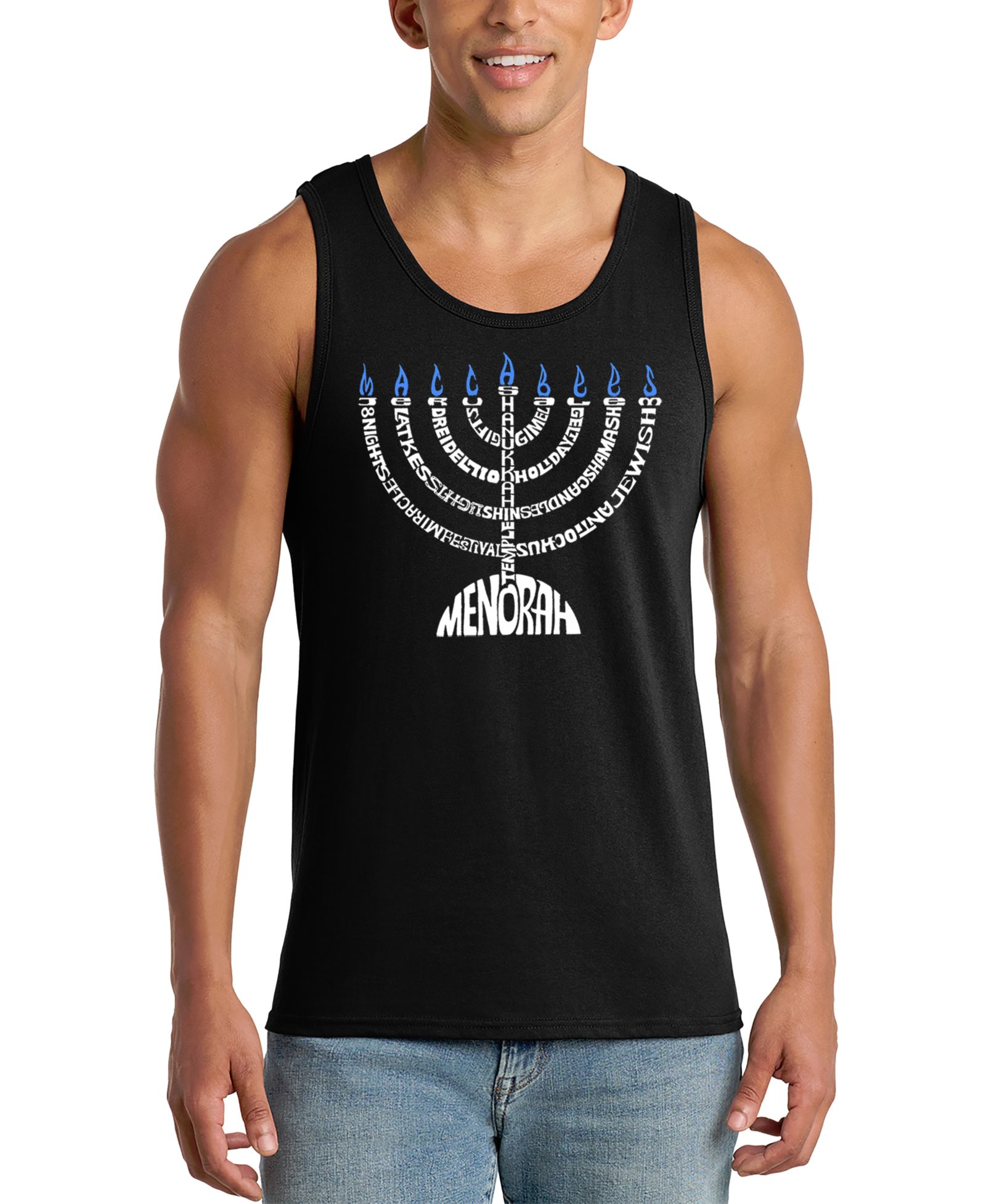 LA Pop Art Men's Hanukkah Theme Word Art Tank Top