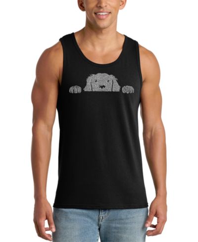 LA Pop Art Men's Peeking Dog Word Art Tank Top