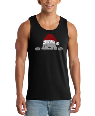 LA Pop Art Men's Santa Dog Word Art Tank Top