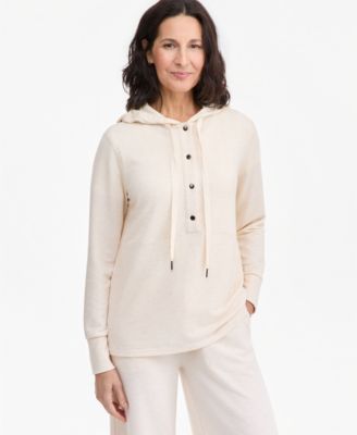 Style & Co Petite LuxLounge French Terry V-Neck Hoodie with Drawstring, Macy's Exclusive