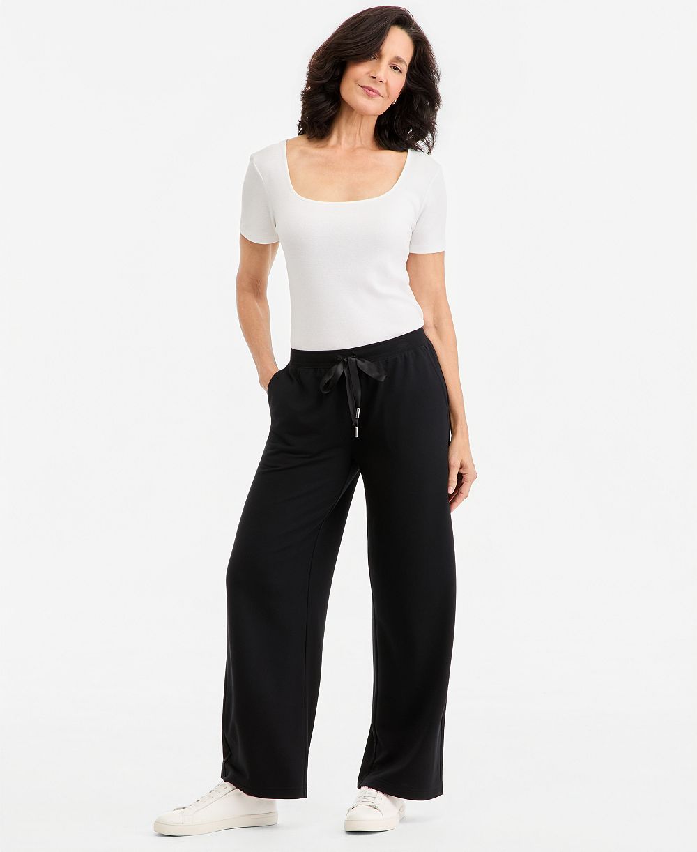 Style & Co Petite LuxLounge Wide-Leg Drawstring Sweatpants, Macy's Exclusive