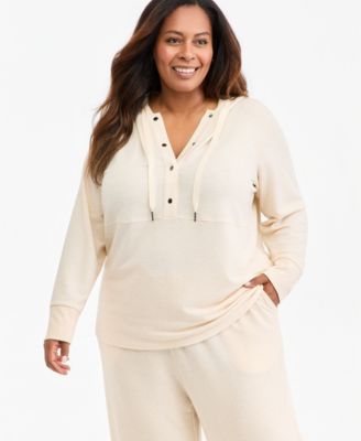 Style & Co Plus Size LuxLounge French Terry Hooded Sweatshirt, Macy's Exclusive