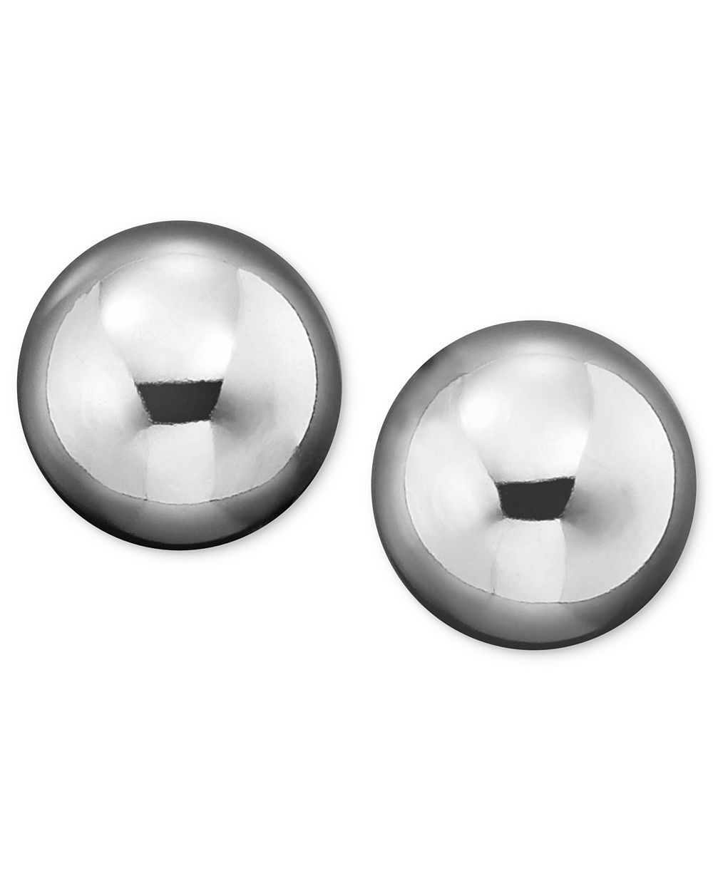 Gold Ball Stud Earrings (10mm) in 14k White, Yellow or Rose Gold