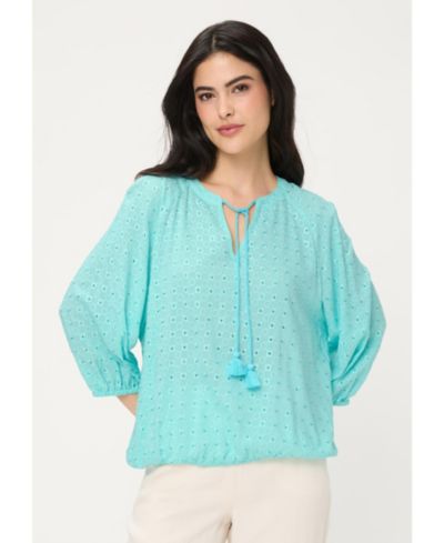Olsen Женский Eyelet Embroidered Tunic Blouse