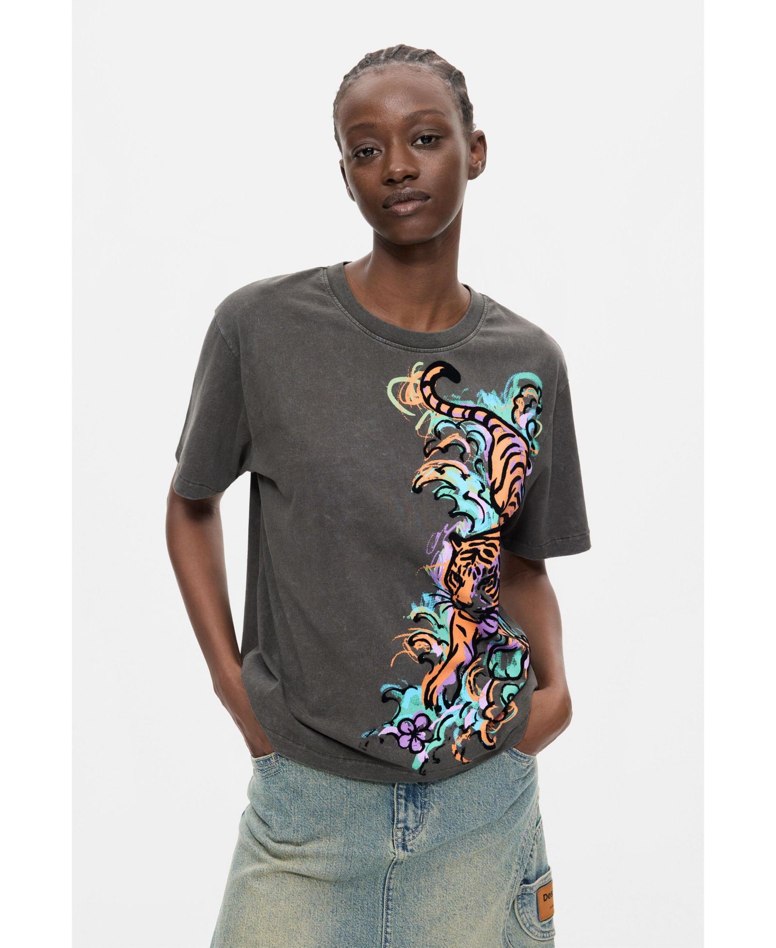 Desigual Women's Tiger T-Shirt 100% Cotton