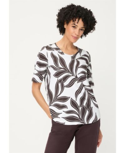Olsen Women's Dotted Leaf Print T-Shirt