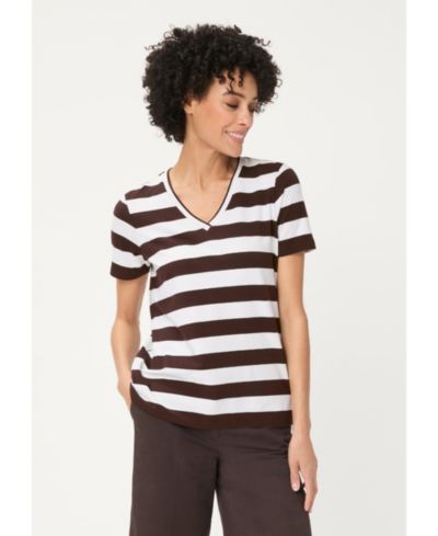 Olsen Women's Stripe V-Neck T-Shirt