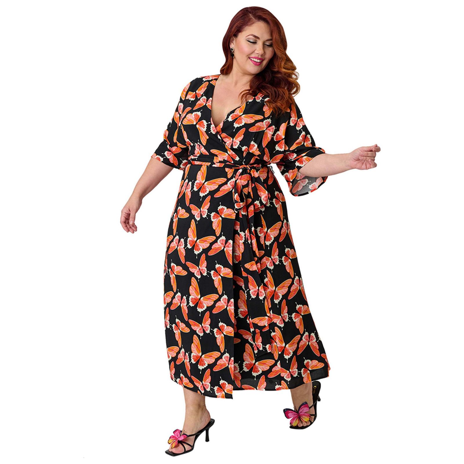 Платье Unique Vintage Plus Size Tie Wrap Surplice Midi