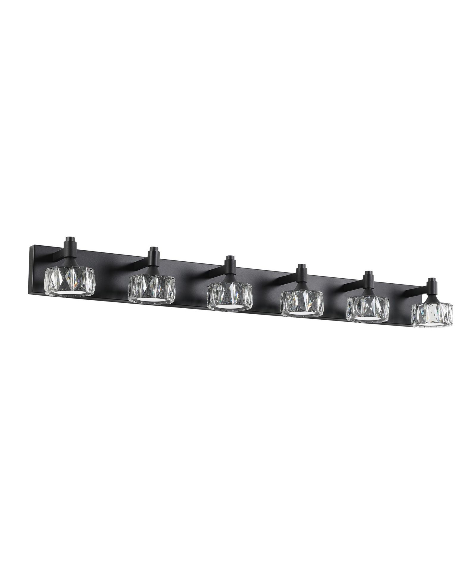 BUSDAYS Modern 6 Light Matte LED Vanity Light Fixture with Crystal Glass Shades Bathroom Wall Sconce for Elegant Contemporary Home Decor