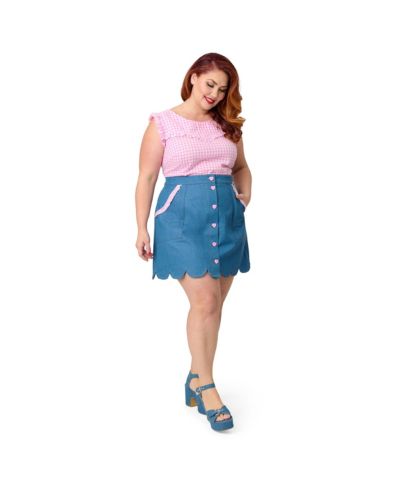 Unique Vintage Plus Size Scallop Hem Mini Skirt