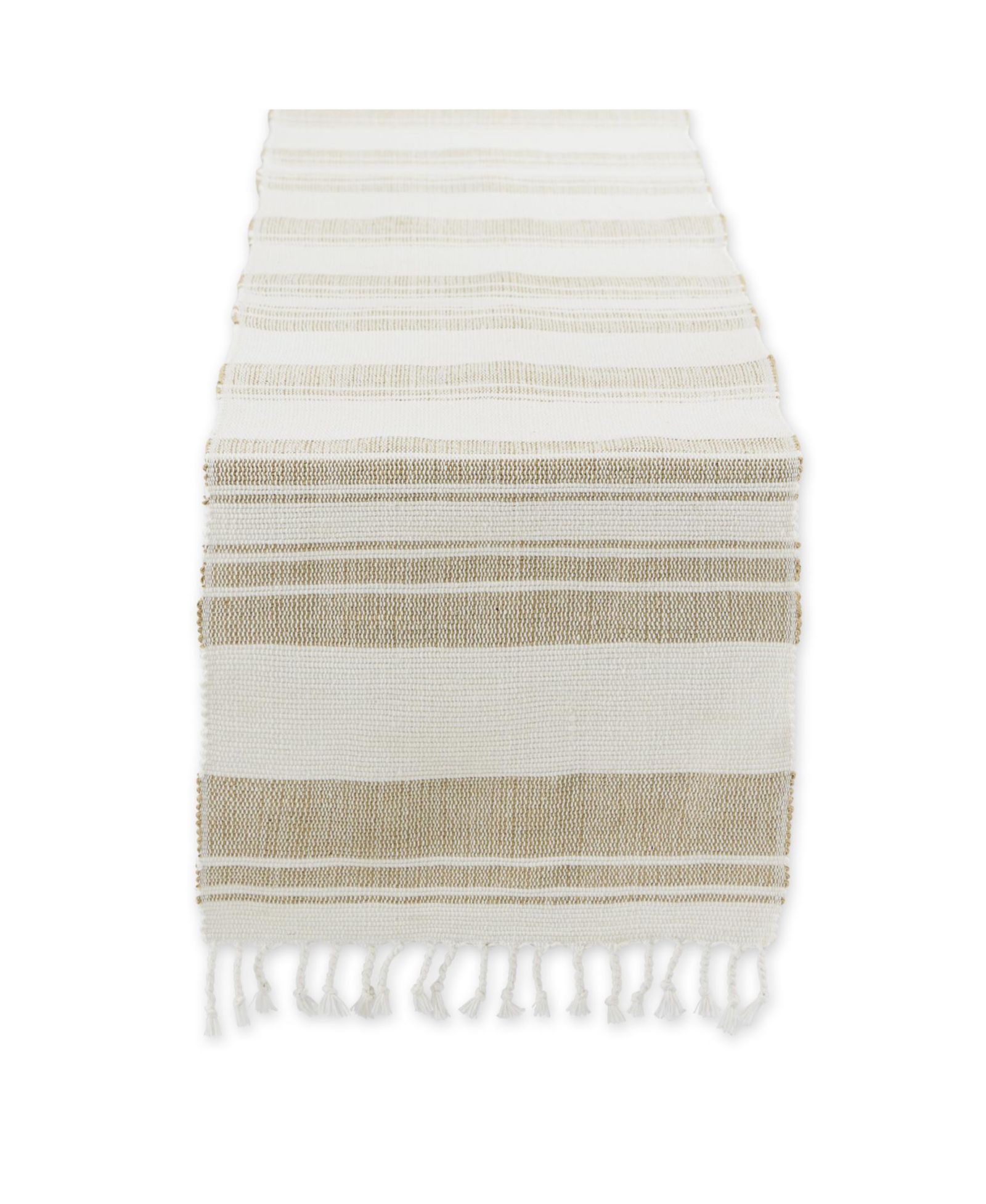 Design Imports Coastal Sands Stripe Cotton Jute Table Runner, 14" x 72"