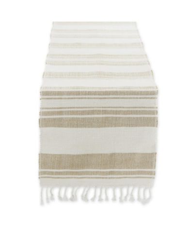 Design Imports Coastal Sands Stripe Cotton Jute Table Runner, 14" x 72"