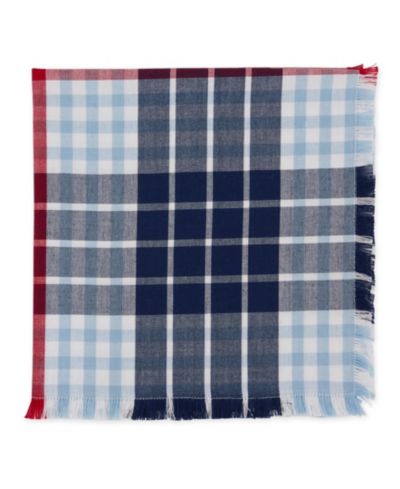Design Imports Liberty Plaid Fringed Napkins, Set of 4
