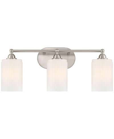 Ванная лампа 360 Lighting David, 22" широкая, из матового никеля и рифленого стекла, 3 лампы