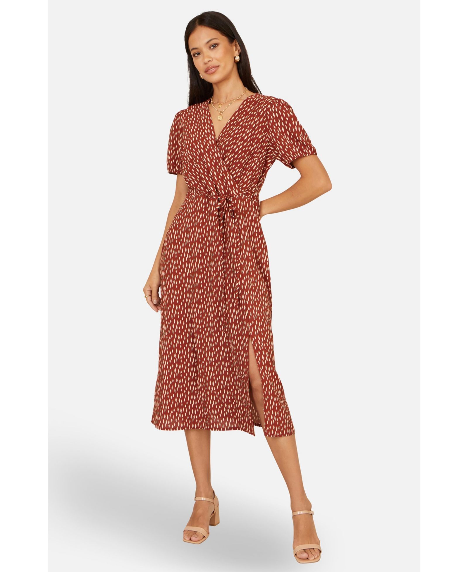 Yumi Women's Spot Wrap Midi Dress
