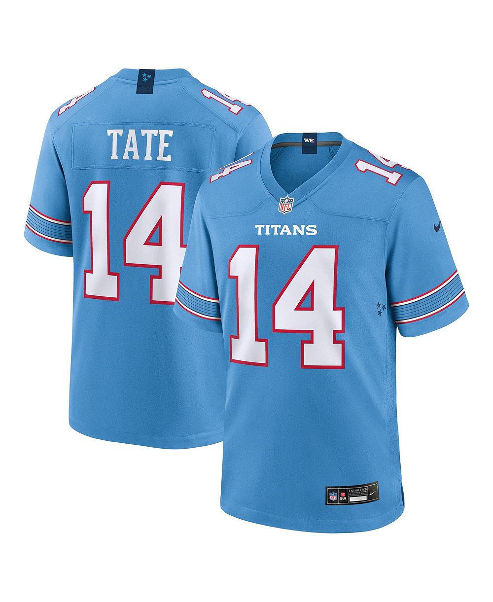 Nike мужская игровая джерси Tennessee Titans 2026 NFL Draft, имя Carnell Tate, светло-синяя, выбор 4-й