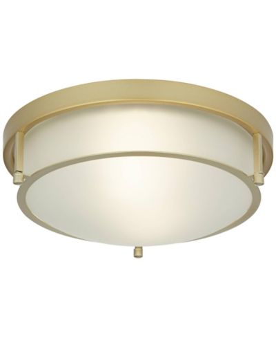 Possini Euro Design Encina 13inch Modern Flush-Mount Ceiling Light Fixture Kitchen Foyer Hallway Drum Frosted Glass