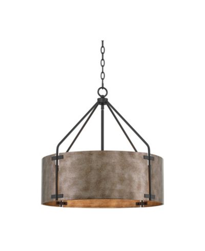 Possini Euro Design Julian 22inch  Farmhouse Rustic Pendant Chandelier Ceiling Light Fixture Dining Room Over Table Drum Finish Metal