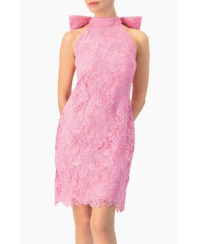 Ivonne Women's Lace Halter Bow Mini Dress