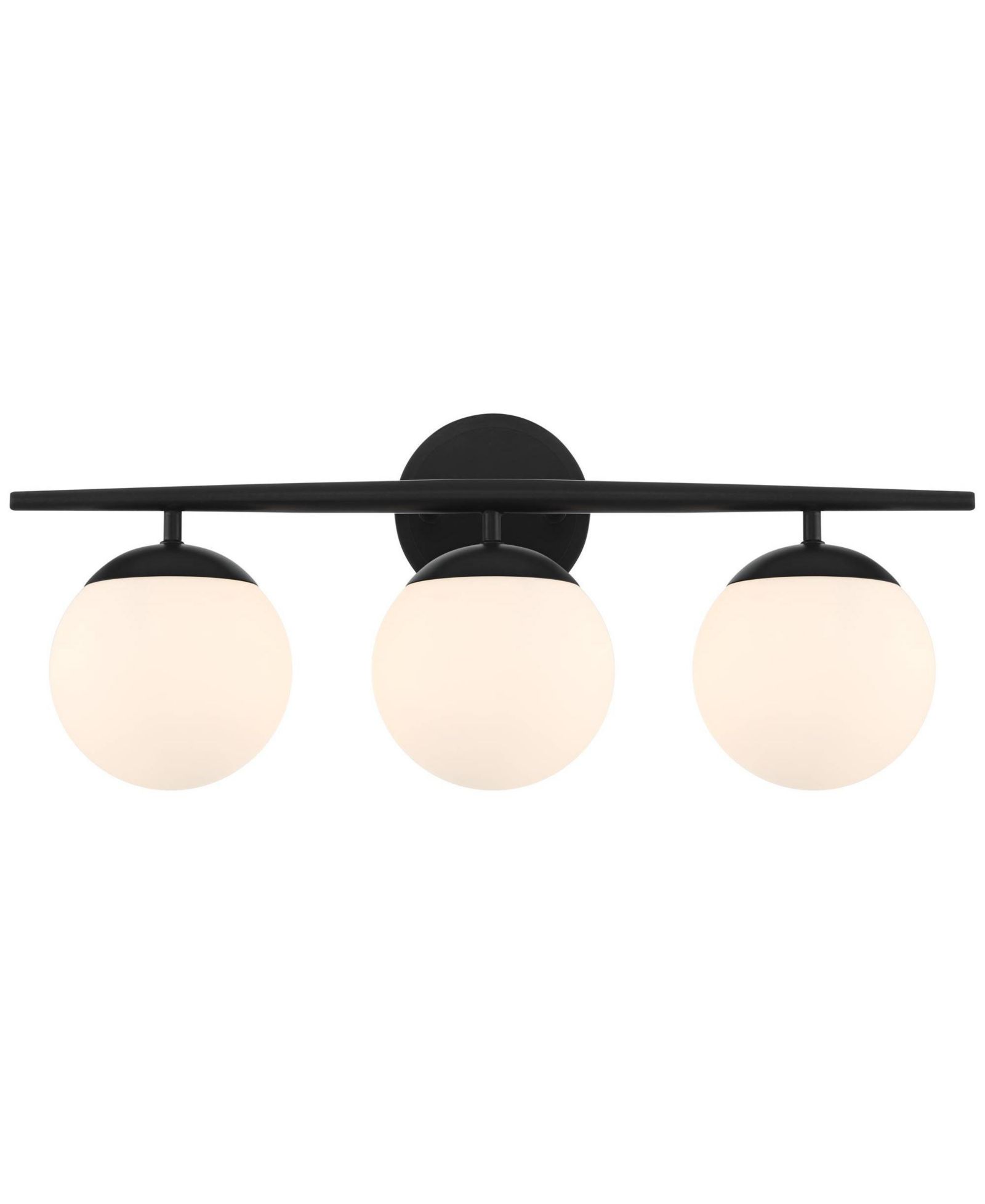 Possini Euro Design Meridian Modern Wall Light Black Hardwire 24" 3-Light Fixture Opal Glass Globe Shade for Bedroom Living Room