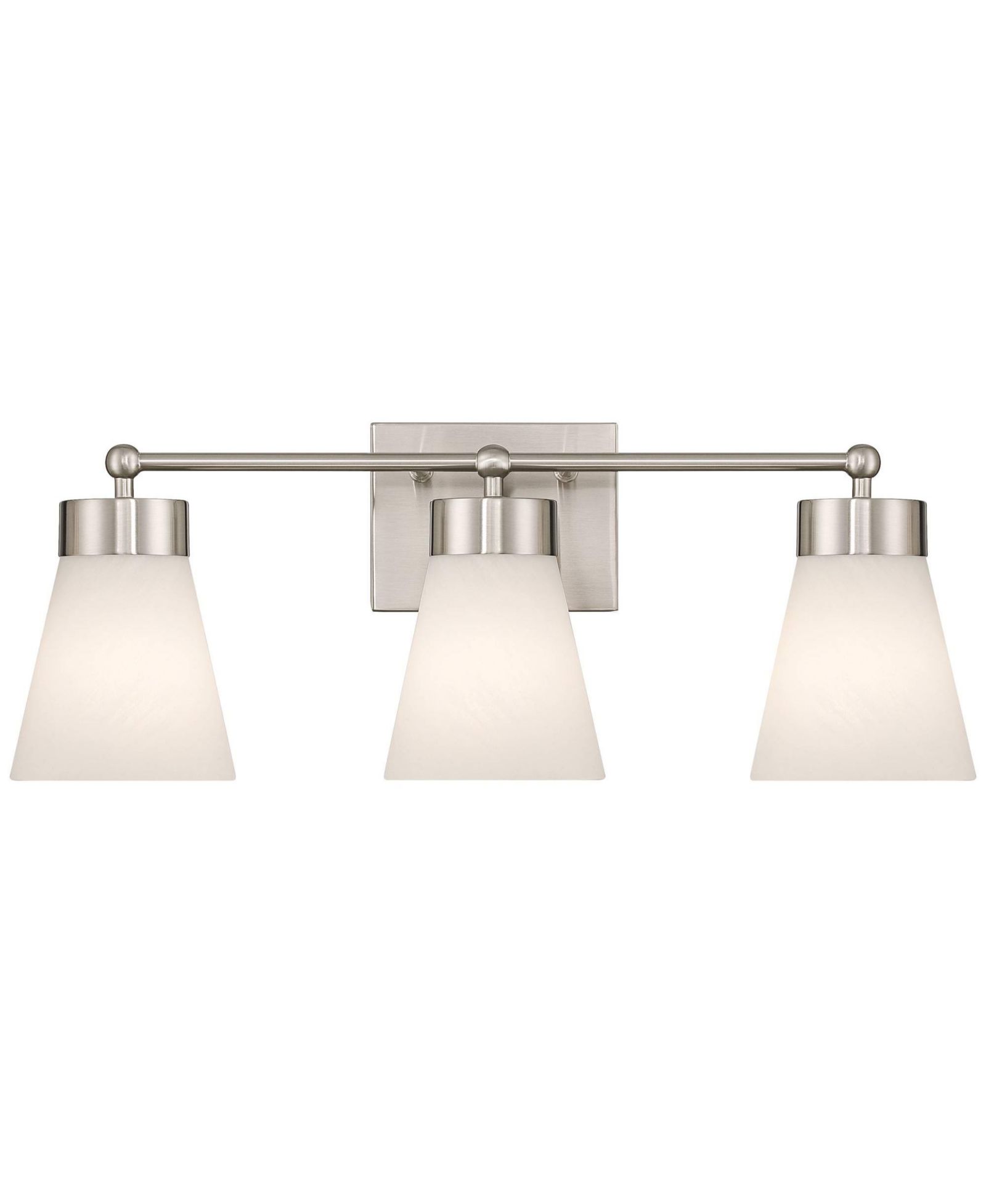 Regency Hill Hemingway 22" Wide Brushed Nickel and Cloud Glass 3-Light Bath Light