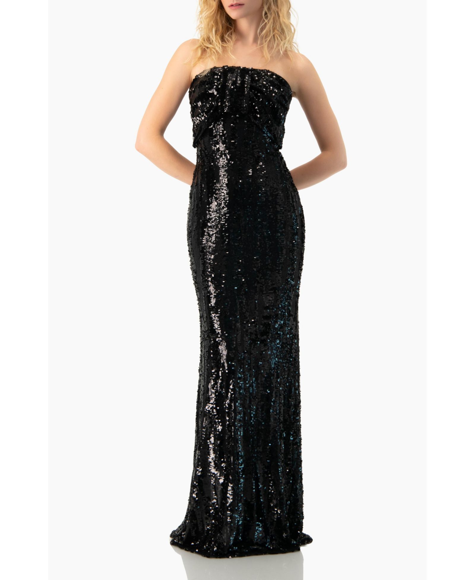 Ivonne Women's Strapless Sequin Column Gown