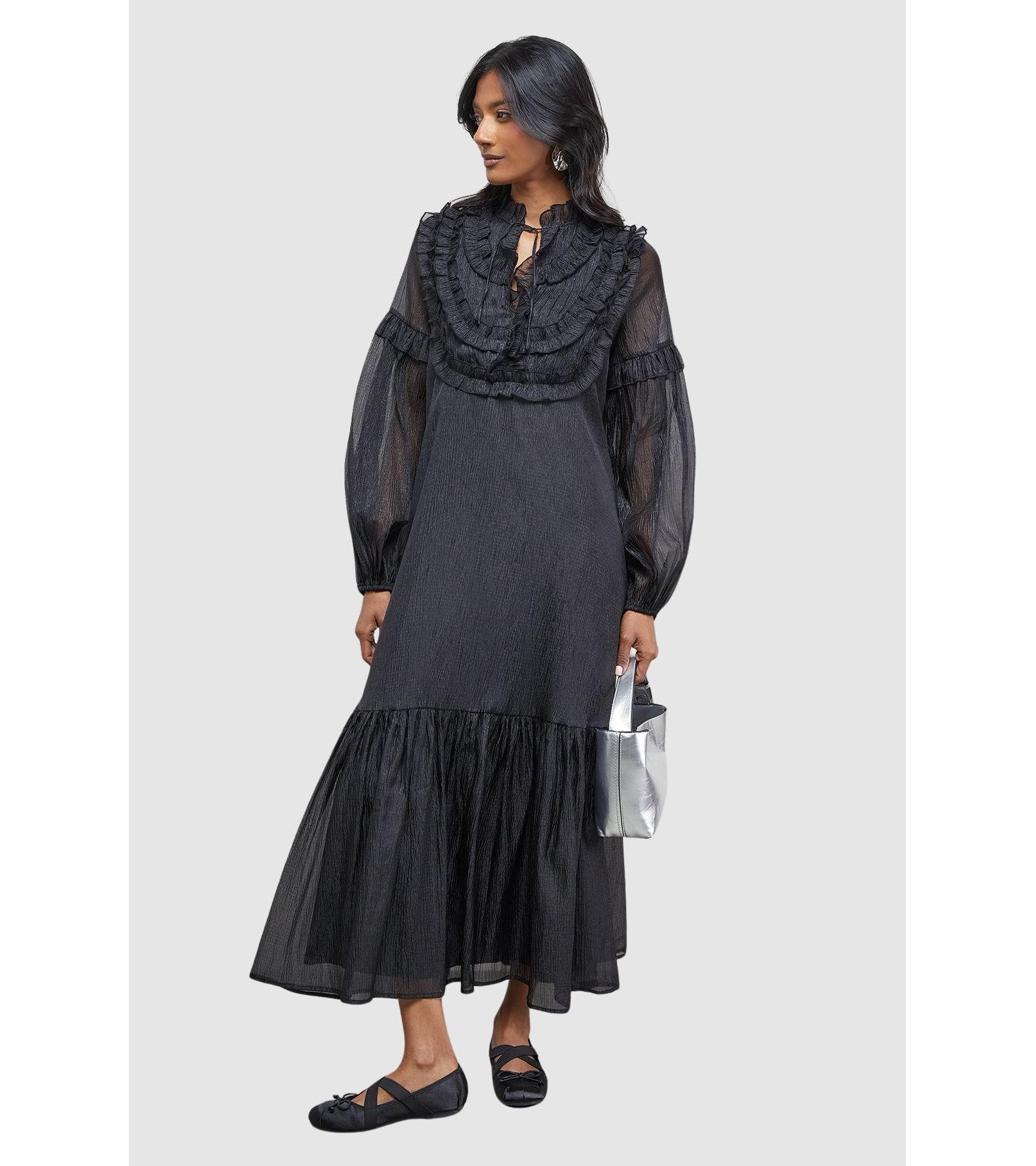 Женское миди-платье Warehouse Crinkle Stripe Frill