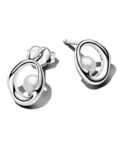 Pandora Oval Treated Freshwater Pearl Stud Earrings
