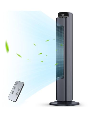 Antarctic Star 36-Inch Smart WiFi Tower Fan, Painted Gray with 5 Speeds and Temp Display