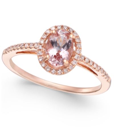 Morganite (5/8 ct. t.w.) and Diamond (1/6 ct. t.w.) Ring in 14k Rose Gold