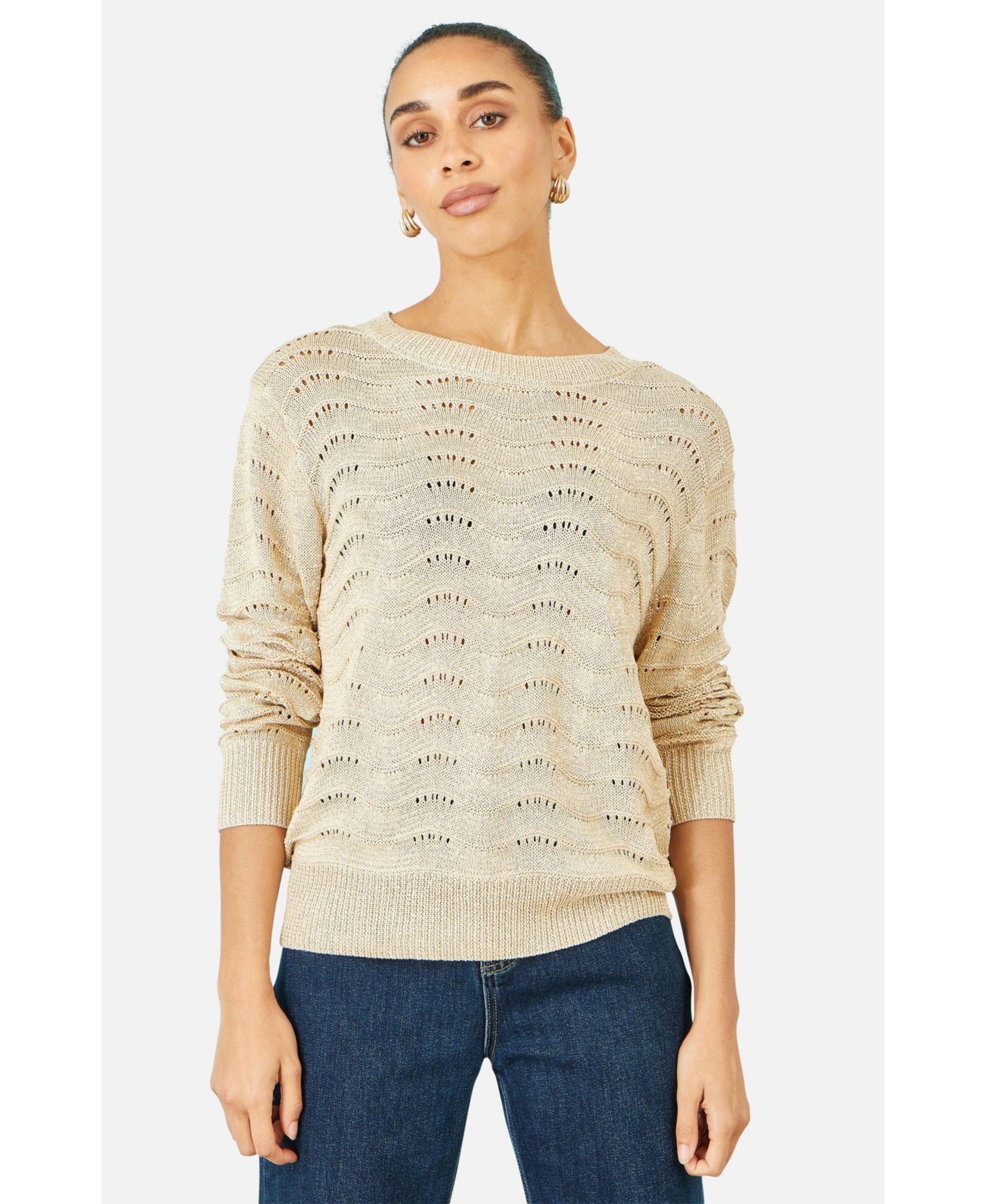 Женский джемпер Yumi Women's Wave Metallic Thread Relaxed Jumper