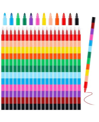 GNUADZ Stacking Crayons Buildable Party Favors DIY Rainbow Pencils Pack of 20