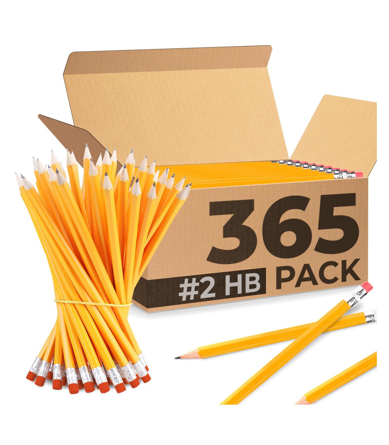 GNUADZ Pencils Bulk Pre Sharpened 2 Set Easy Grip Erasers Hb Classroom School Supplies 365 Pack