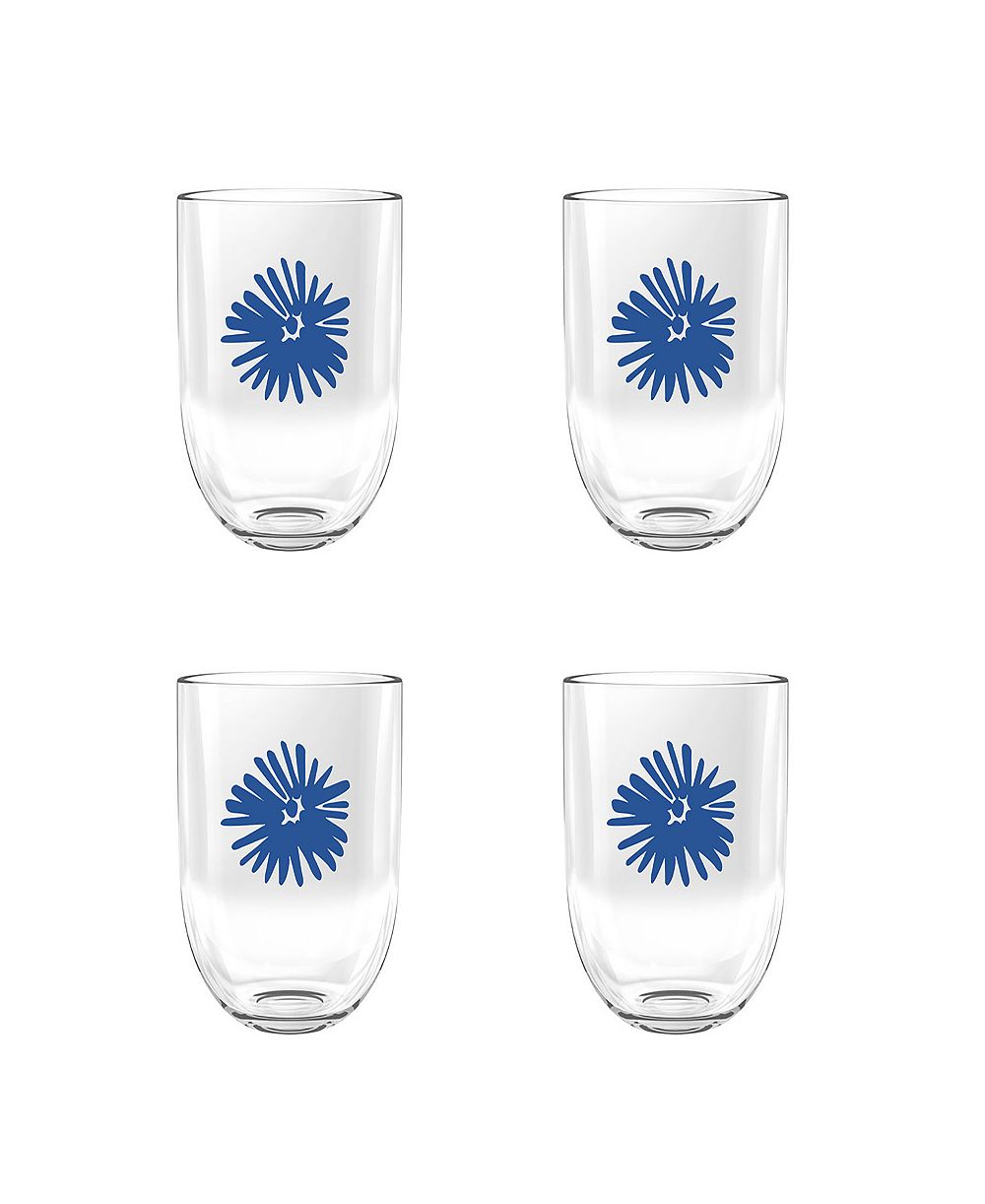 Abode Homewares Midsummer Acrylic Floral Stemless Wine Glasses, Set of 4