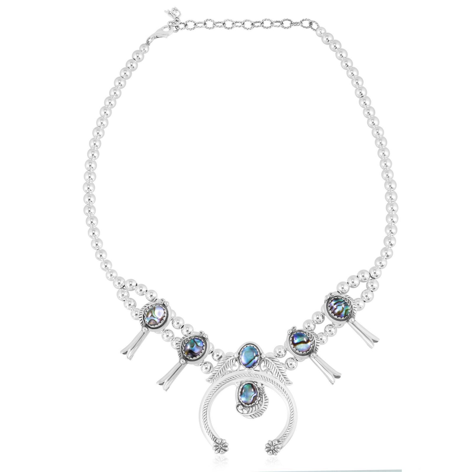 American West Jewelry ожерелье Squash Blossom из стерлингового серебра и ракушки абалоне