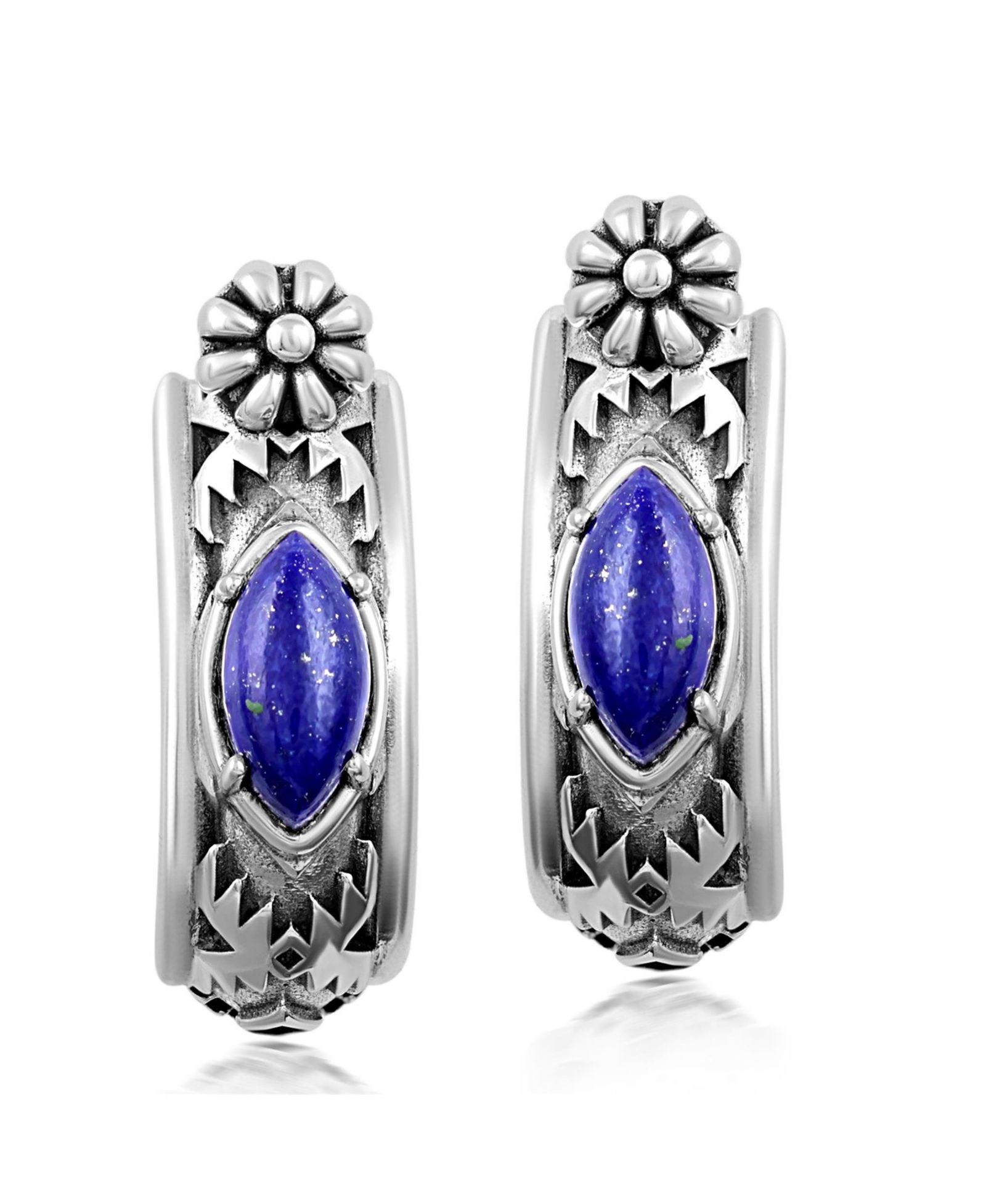 Серьги-кольца American West Jewelry Sterling Marquise Cut Huggie