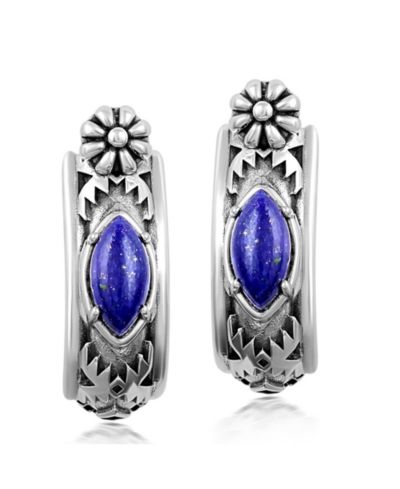 Серьги-кольца American West Jewelry Sterling Marquise Cut Huggie