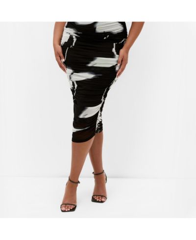 CITY CHIC Women's Dana Blur Print Mesh Skirt