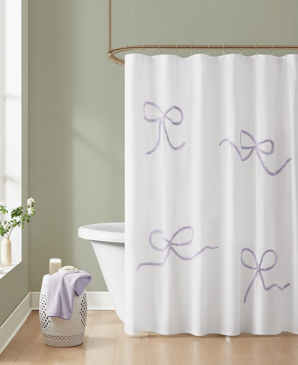 Текстурная занавеска для душа Truly Soft с бантом, 72" x 72"