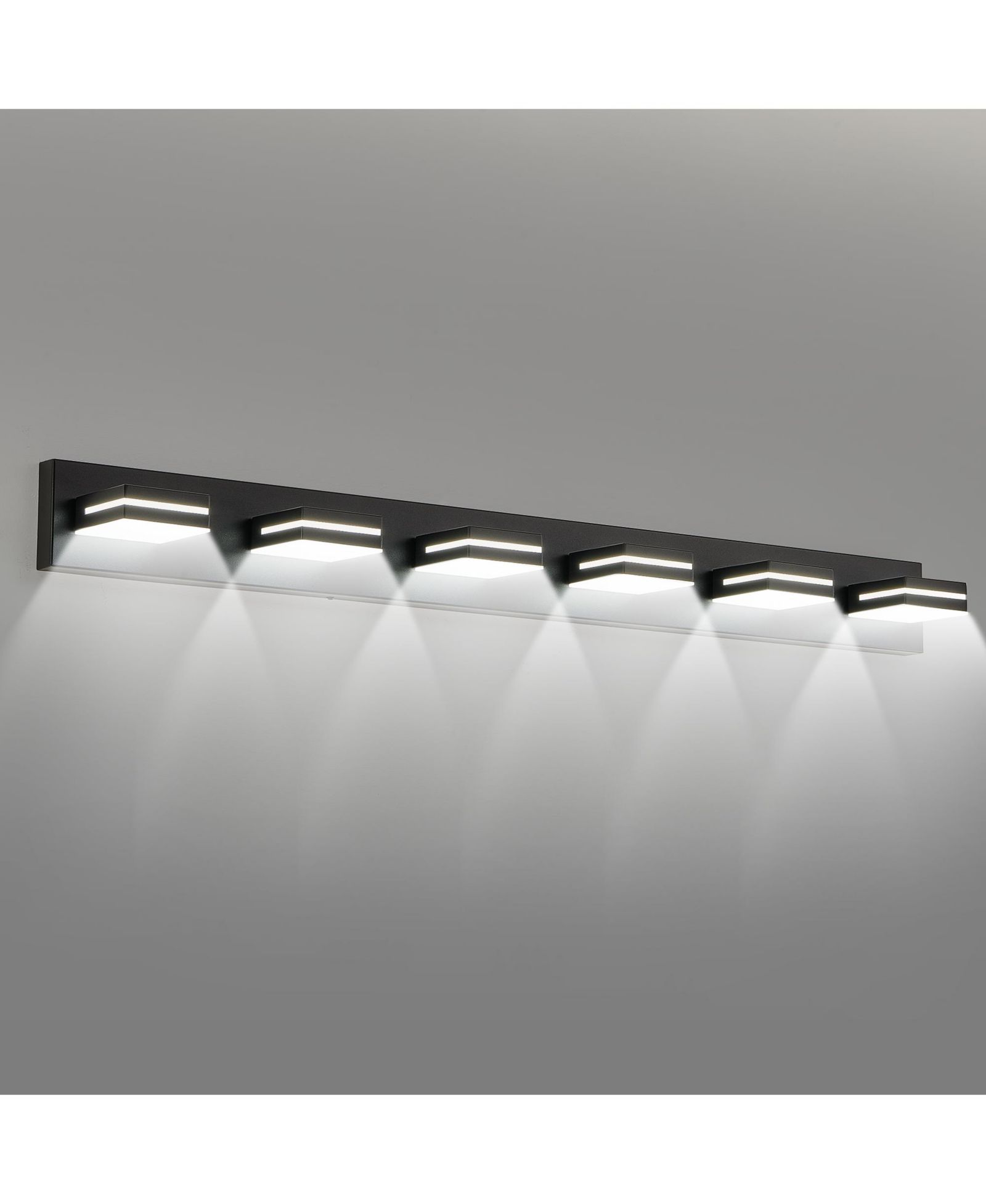BUSDAYS Modern Black LED Vanity Light 6 Lights Wall Sconce for Bathroom Mirror Sleek Minimalist Design Easy to Install