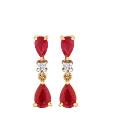 Серьги-подвески Macy's Ruby & Diamond 10k Yellow Gold