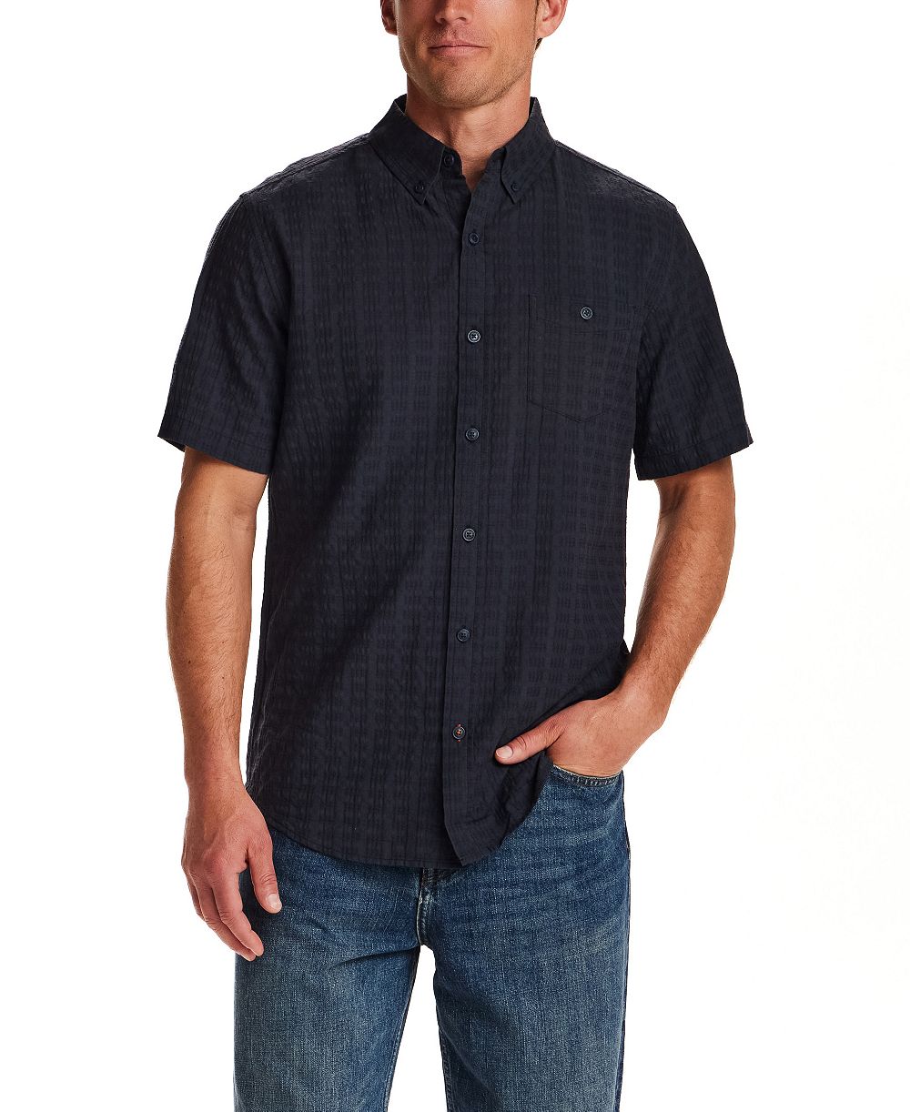 Мужская рубашка Weatherproof Vintage Men's Rectangular Texture Button-Down с коротким рукавом
