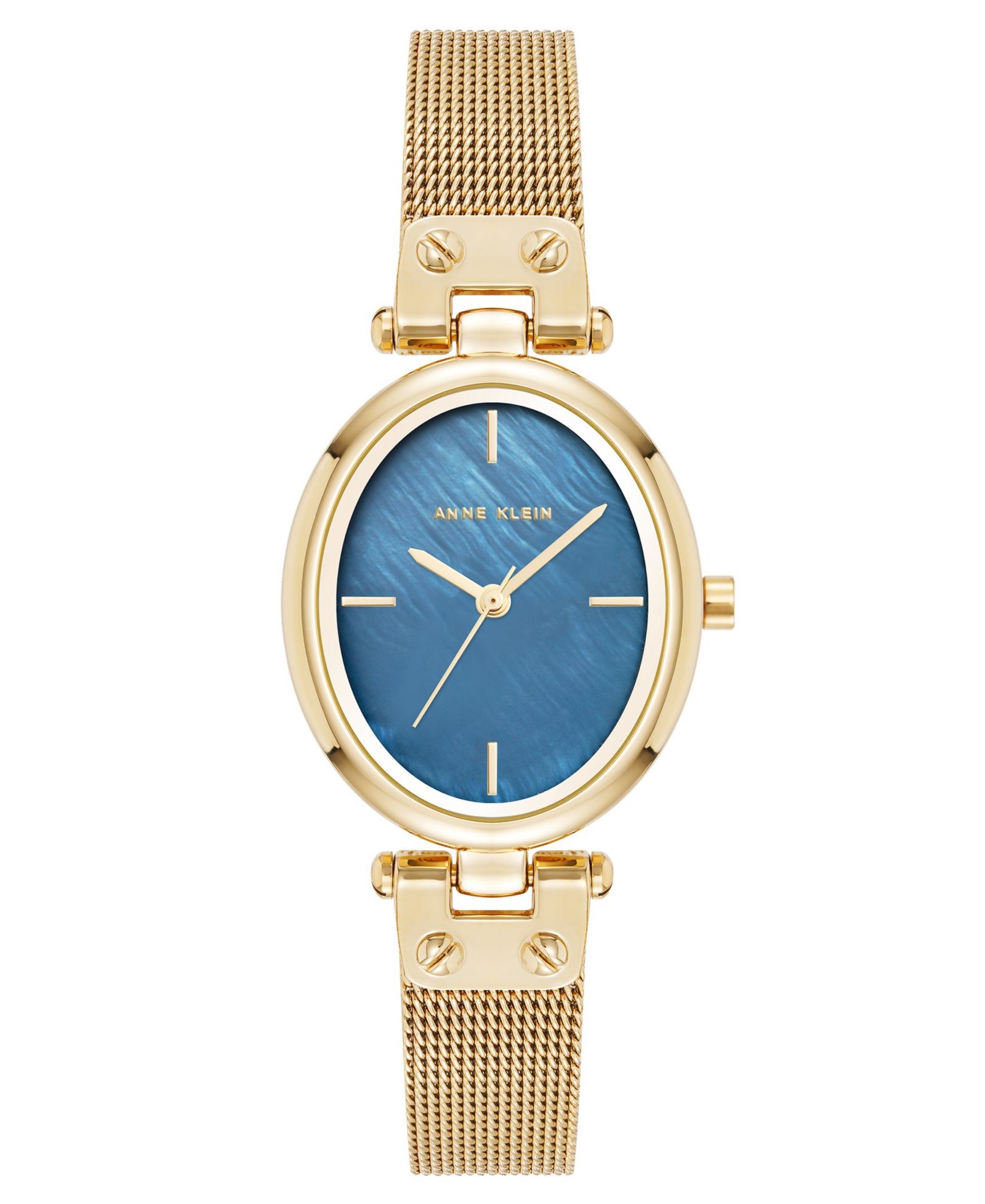 Женские кварцевые часы Anne Klein Oval Gold-Tone Stainless Steel Mesh 26mm