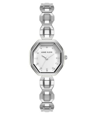 Женские кварцевые часы Anne Klein с восьмиугольным циферблатом, украшенным кристаллами, серебристый нержавеющий стальной браслет 24mm