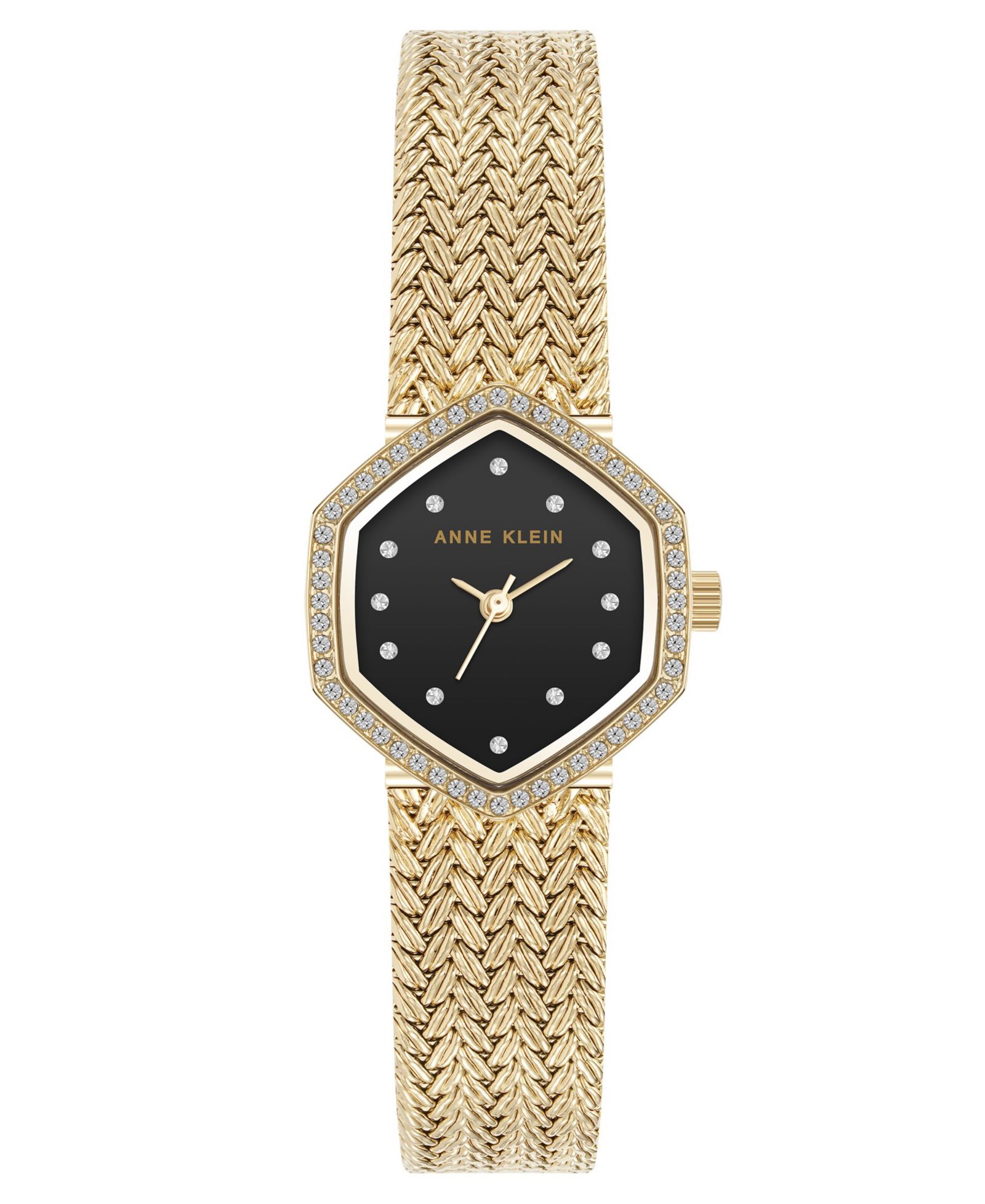 Anne Klein Женские часы Quartz Hexagonal Gold-Tone Stainless Steel Mesh 21.5mm