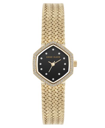 Anne Klein Женские часы Quartz Hexagonal Gold-Tone Stainless Steel Mesh 21.5mm